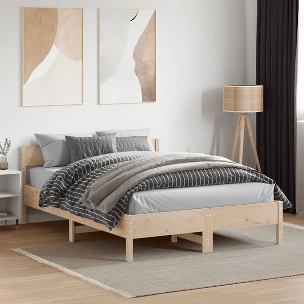 vidaXL Bedframe zonder matras massief grenenhout 140x190 cm