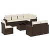 vidaXL 9-delige Loungeset met kussens poly rattan bruin
