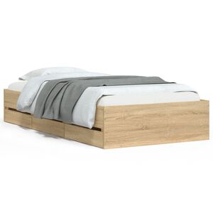 vidaXL Bedframe met lades bewerkt hout sonoma eikenkleurig 90x200 cm