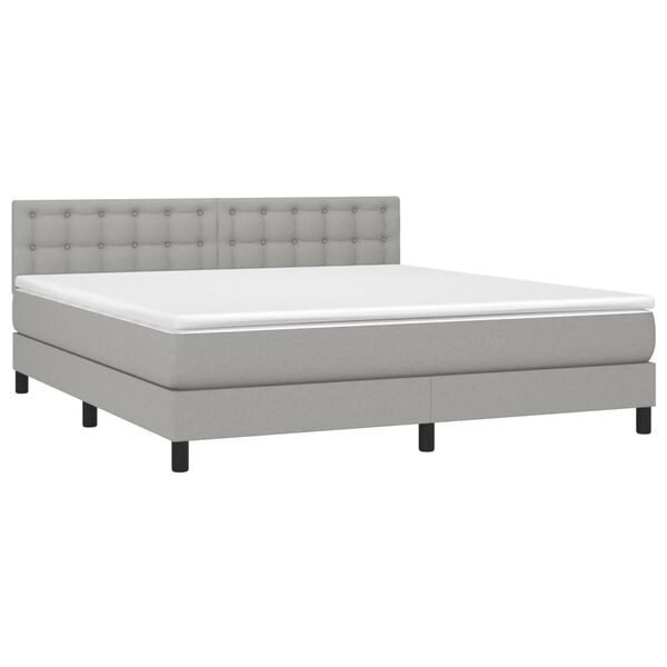 vidaXL Boxspring met matras stof lichtgrijs 180x200 cm