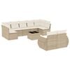 vidaXL 10-delige Loungeset met kussens poly rattan beige