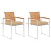 vidaXL Tuinstoelen 2 st met kussens massief teakhout en staal