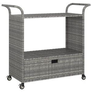 vidaXL Serveerwagen met lade 100x45x97 cm poly rattan grijs