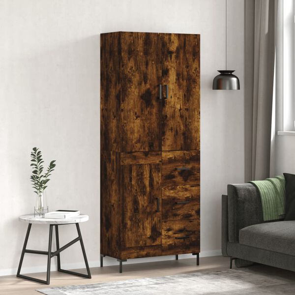 vidaXL Hoge kast 69,5x34x180 cm bewerkt hout gerookt eikenkleurig