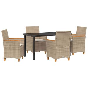 vidaXL Tuin eettafelset 5 pcs Beige poly rattan