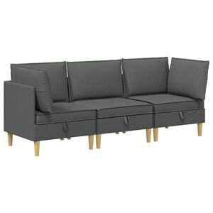 vidaXL Modulaire Sofa Set met Opslag 3 st Donkergrijs Stof