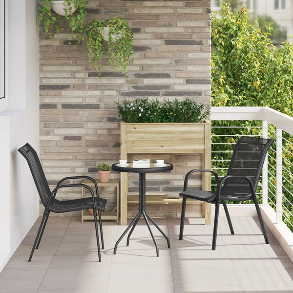 vidaXL Tuin Bistro Set 3 pcs Zwart Staal