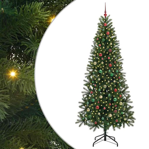 vidaXL Kunstkerstboom met 300 LED met standaard Groen 240 cm PE en PVC