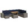 vidaXL 9-delige Loungeset met kussens poly rattan grijs