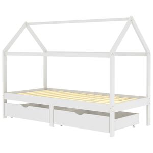 vidaXL Kinderbedframe met lades massief grenenhout 90x200 cm wit
