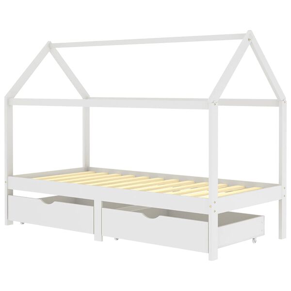 vidaXL Kinderbedframe met lades massief grenenhout 90x200 cm wit