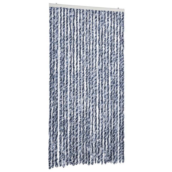 vidaXL Vliegengordijn 100x230 cm chenille blauw en wit