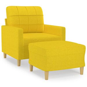 vidaXL Fauteuil met voetenbank 60 cm stof lichtgeel