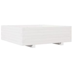 vidaXL Plantenbak 80x80x26,5 cm massief grenenhout wit