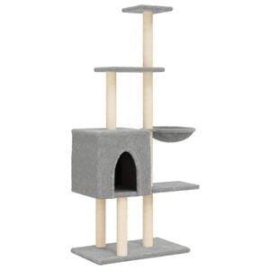 vidaXL Kattenmeubel met sisal krabpalen 145 cm lichtgrijs