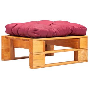 vidaXL Tuinpoef met rood kussen pallet hout honingbruin
