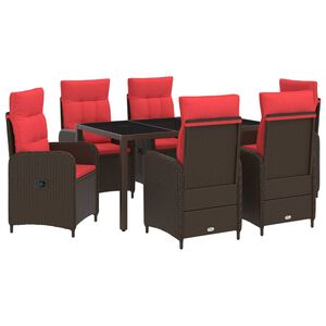 vidaXL Buiten eettafelset 7 st poly rattan