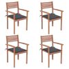 vidaXL Tuinstoelen 4 st met antracietkleurige kussens massief teakhout