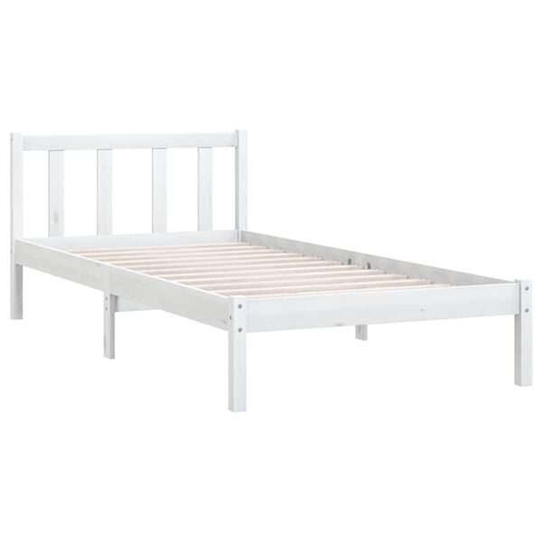 vidaXL Bedframe massief grenenhout wit 75x190 cm