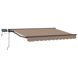 vidaXL Handmatige Luifelhouder met LED's Taupe 3,5 x 2 m