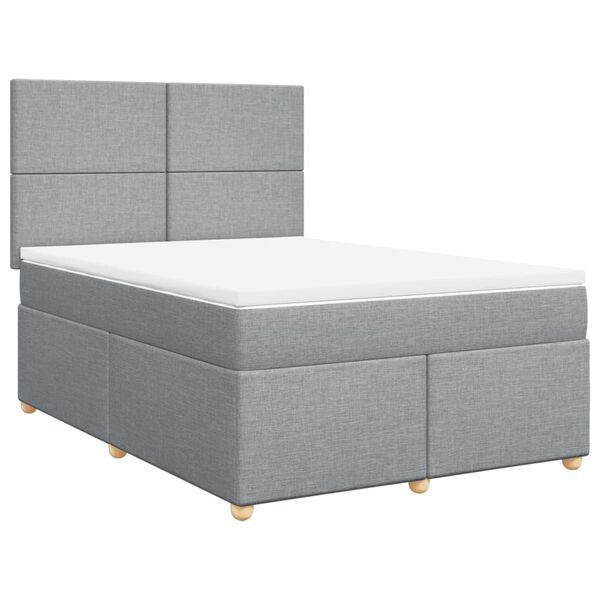 vidaXL Boxspring met matras stof lichtgrijs 140x190 cm