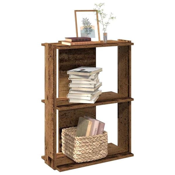 vidaXL Boekenkast 3-laags 60x30x80 cm bewerkt hout oud houtkleur