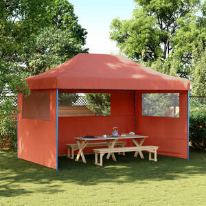 vidaXL Partytent inklapbaar pop-up met 3 zijwanden terracottakleurig