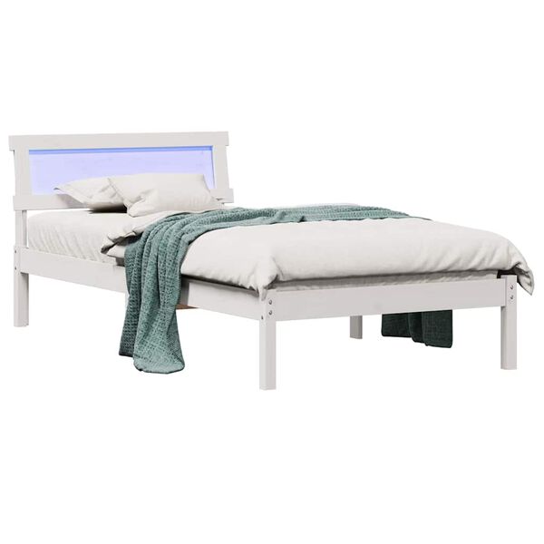 vidaXL Bedframe met hoofdeinde Wit 90 x 200 cm Massief grenenhout