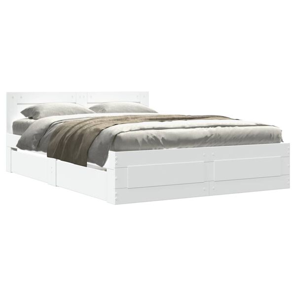 vidaXL Bedframe met hoofdeinde zonder matras 140x200 cm wit
