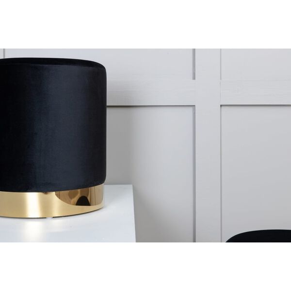 Venture Home Poef Benji 35x35x42,5 cm fluweel zwart en messingkleurig