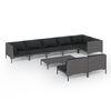 vidaXL 9-delige Loungeset met kussens poly rattan donkergrijs