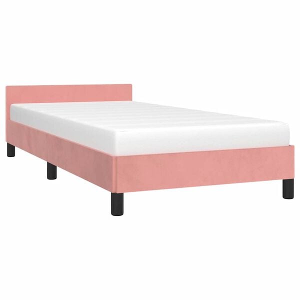 vidaXL Bedframe met hoofdeinde zonder matras 90x200 cm fluweel roze