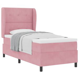 vidaXL Boxspringbed met matras Roze 190 x 90 cm Polyester