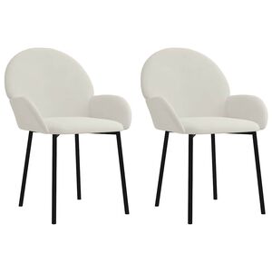 vidaXL Eetkamerstoelen 2 st fluweel cr&egrave;mekleurig