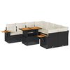 vidaXL 9-delige Loungeset met kussens poly rattan acacia zwart