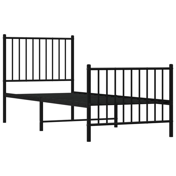 vidaXL Bedframe met hoofd- en voeteneinde metaal zwart 80x200 cm