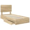 vidaXL Opslag bed met lade Sonoma Eiken 100 x 200 cm Bewerkt hout