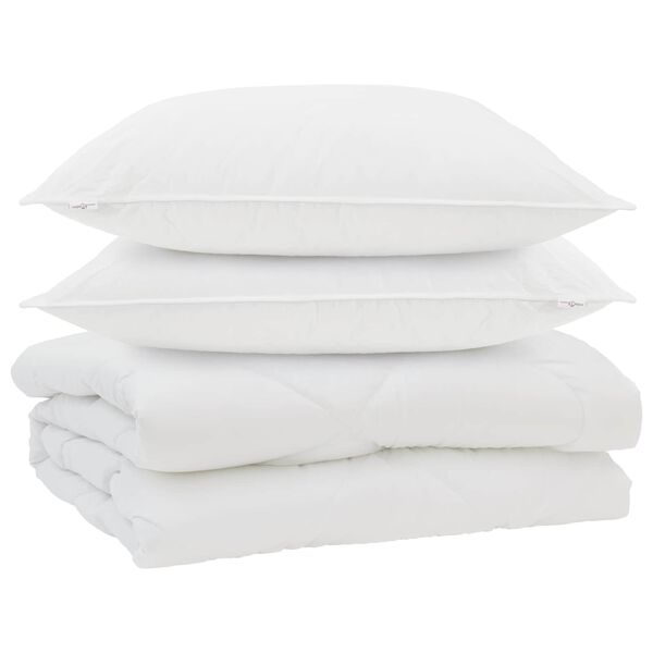 vidaXL Dekbed met kussen 3 pcs Wit Microfibre