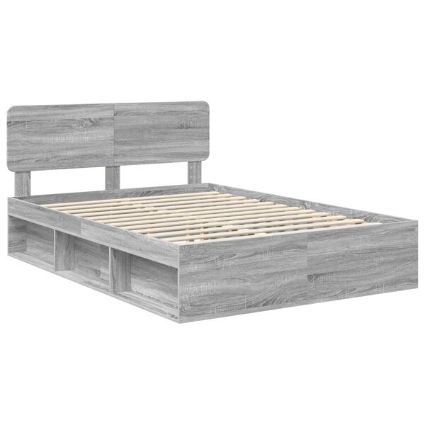 vidaXL Bedframe Grijs Sonoma 160 x 200 cm Massief grenenhout
