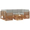vidaXL Buiten bankenset met kussen 7 pcs Natuurlijk en Lichtgrijs