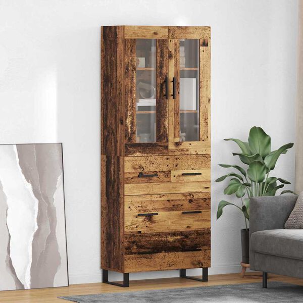 vidaXL Hoge kast met lade 2 pcs Oud Hout Bewerkt hout