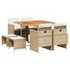vidaXL 9-delige Tuinset met kussens poly rattan beige