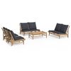 vidaXL 5-delige Loungeset met kussens bamboe donkergrijs