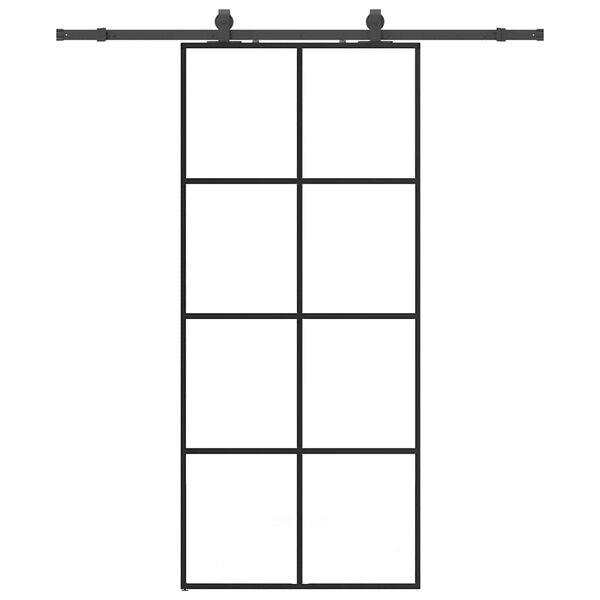 vidaXL Schuifdeur met beslagset 90x205 cm ESG glas zwart