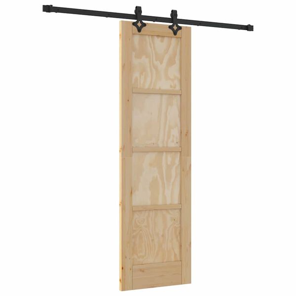 vidaXL Schuifdeur Natuurlijk en Zwart 61 x 198,5 cm Massief grenenhout