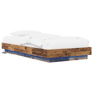 vidaXL Bed Frame met LED Oud hout 80 x 200 cm Bewerkt hout