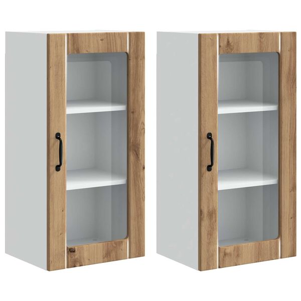 vidaXL Keukenkast 2 pcs Artisan Eiken 40 x 31 x 80 cm Bewerkt hout