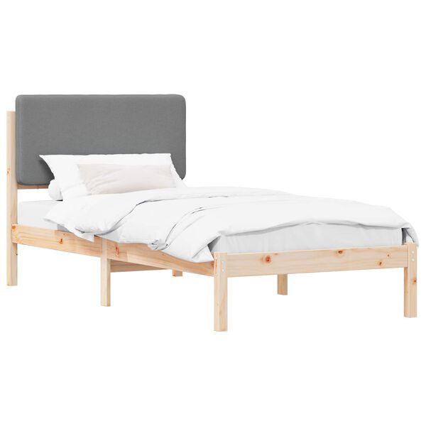 vidaXL Bedframe met Gevoerd Hoofdgedeelte Lichtgrijs 90 x 190 cm