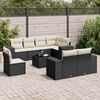 vidaXL 9-delige Loungeset met kussens poly rattan zwart
