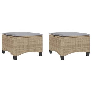 vidaXL Tuinkrukken met kussens 2 st 55x55x36 cm poly rattan beige